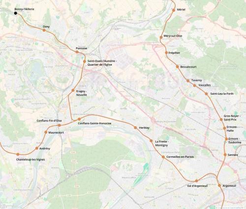 La branche Pontoise du RER F. Cliquer pour agrandir.