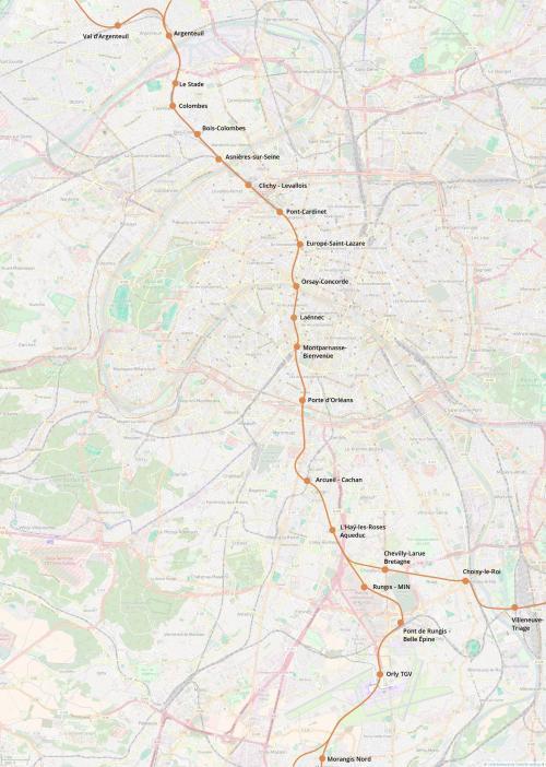 Le tronc commun du RER F. Cliquer pour agrandir.